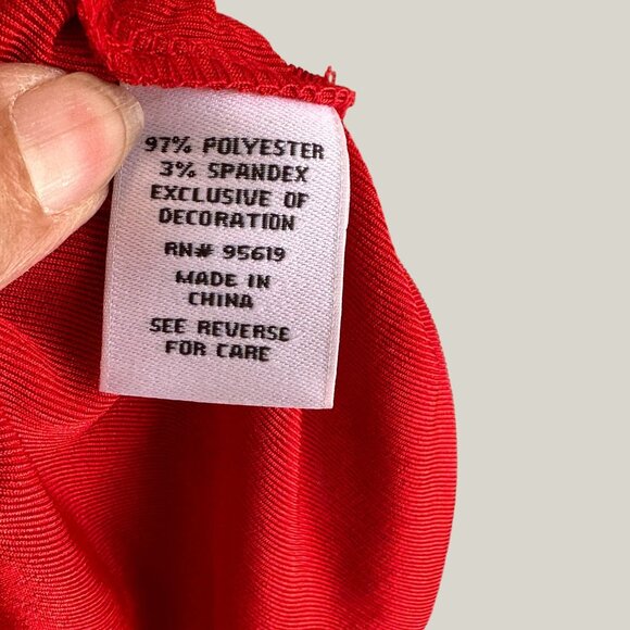 Fever Red Velvet Large Ruched Top  Long Sleeve Chain Keyhole Club Party Shirt - Picture 9 of 9